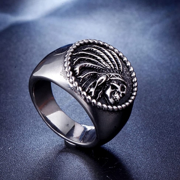 Various Native American warrior Chief stainless steel rings in various sizes. - Picture 4 of 7